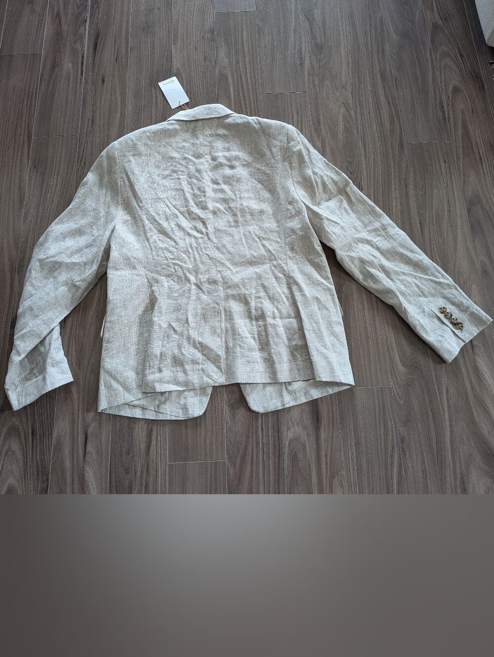 NWT Quince Flax Beige Linen-Blend Single-Button Blazer (Size Large) - Picture 7 of 9